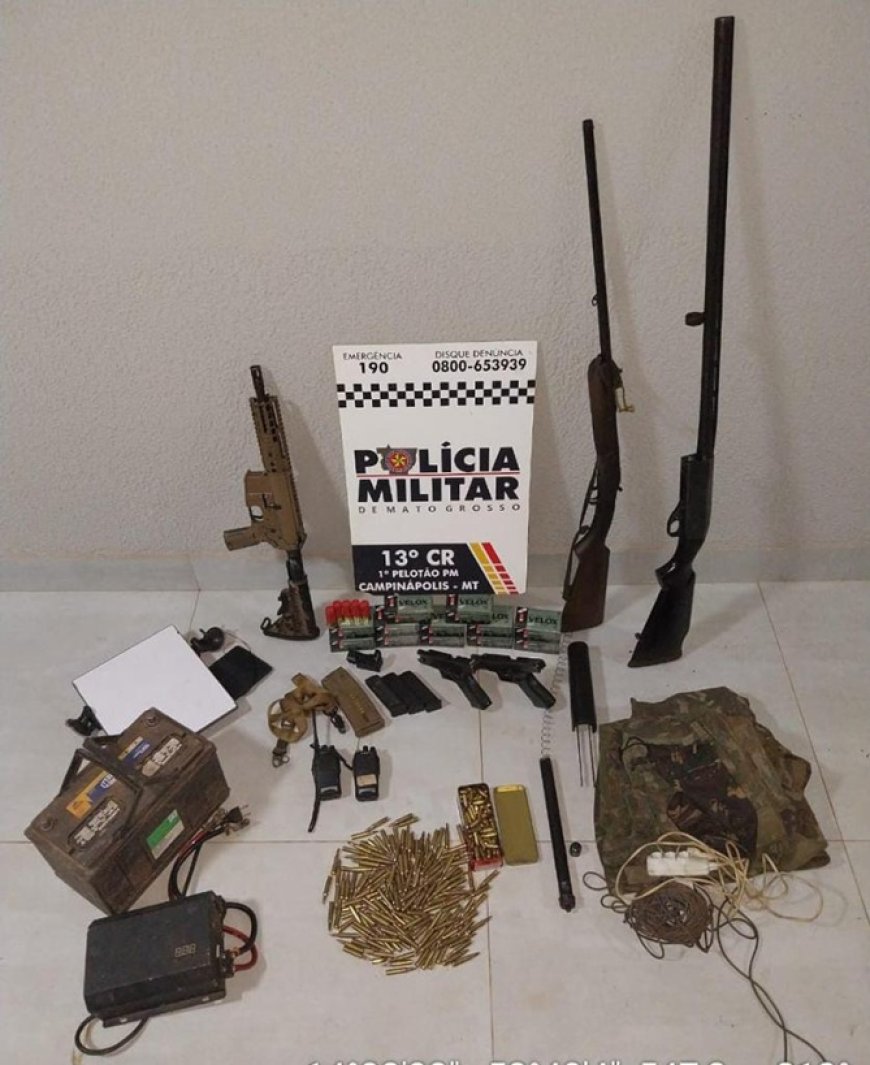 Polícia Militar prende faccionados com fuzil, espingarda, pistolas e mais de 300 munições