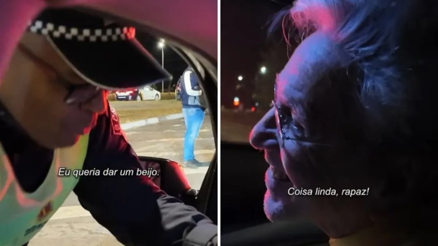 VÍDEO: Caetano Veloso é parado por policial que pede para beijar cantor