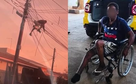 Cadeirante é flagrado furtando fios de energia em um poste