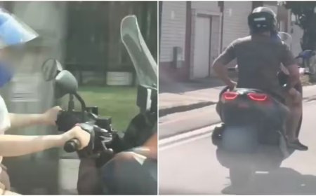 Criança é flagrada pilotando motocicleta com adulto na garupa