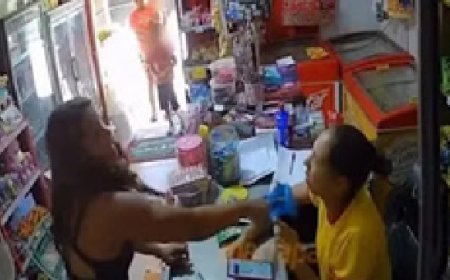 Mulher agride atendente com chinelo após filho gastar R$ 10 em mercado