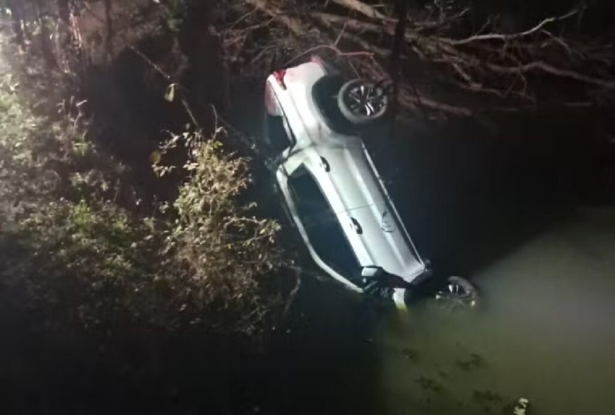 Casal voltando da igreja morre em acidente após o carro cair em rio