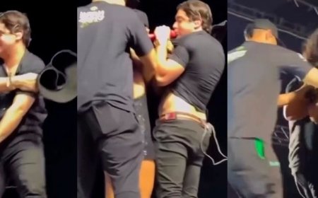 VÍDEO: Mulher invade palco e morde cantor Natanzinho durante show na Paraíba