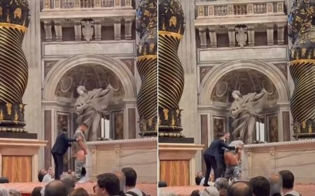 Homem urina no Altar da Confissão da Basílica de São Pedro durante missa no Vaticano