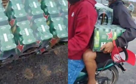 Caminhão carregado de cerveja tomba e carga é saqueada por populares em estrada