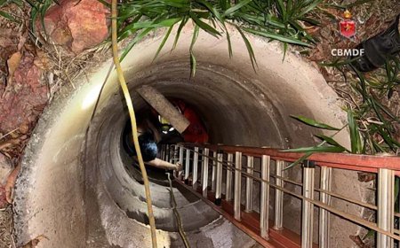 Mulher fica presa em poço seco de 3 metros e é salva durante a noite