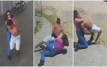 Vídeo: Sozinha, policial civil agarra, derruba e segura preso que tentava fugir de UPA no Ceará