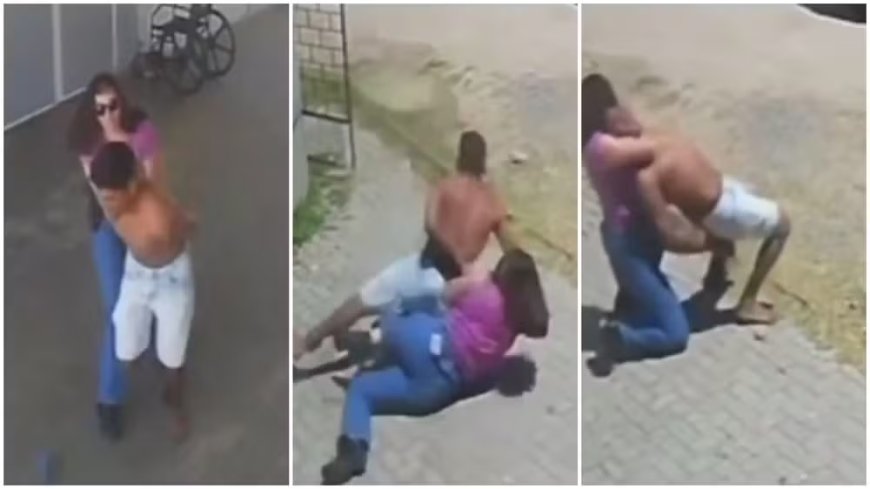 Vídeo: Sozinha, policial civil agarra, derruba e segura preso que tentava fugir de UPA no Ceará