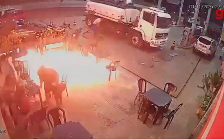 VÍDEO: Homem causa princípio de incêndio ao acender cigarro em posto de combustíveis