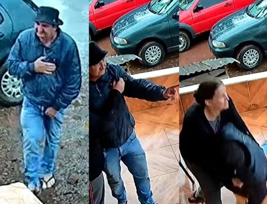 Homem é atingido no peito por tiro, caminha até a esposa e aponta para o autor antes de morrer