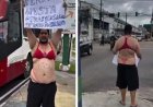 VÍDEO: Influenciador cumpre promessa e desfila de calcinha e sutiã em avenida
