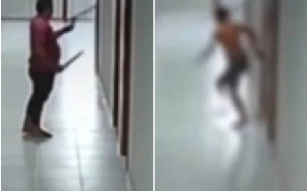 Facada na bunda: Homem invade hotel e ataca rival na frente da esposa; vídeo