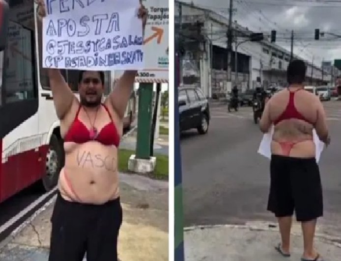 VÍDEO: Influenciador cumpre promessa e desfila de calcinha e sutiã em avenida