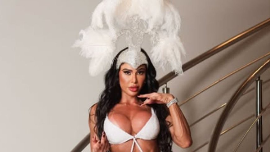 Gracyanne Barbosa desfila com perna lesionada em noite de festa: ‘União da Ilha’