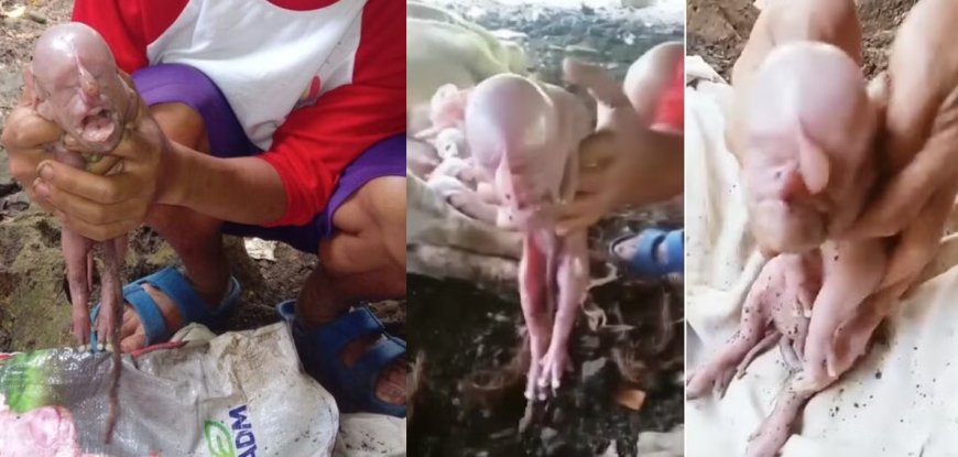 Leitão nasce com 'rosto humano' e grita como criança
