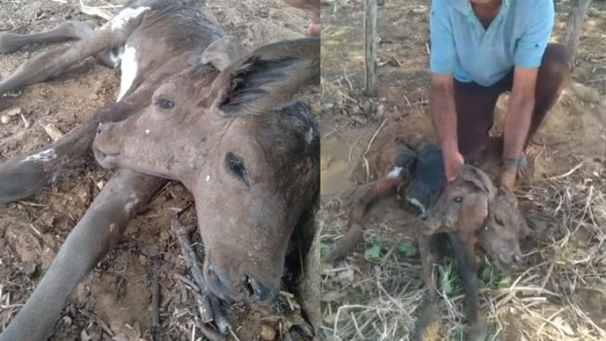 Bezerra nasce com duas cabeças e chama atenção de moradores no interior do Piauí