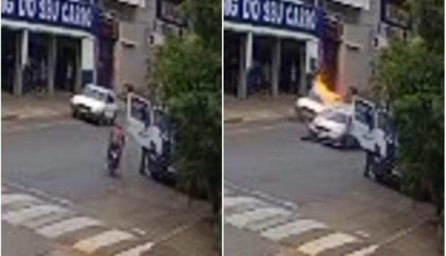 Moto explode e jovem é arremessado durante fuga da polícia; veja
