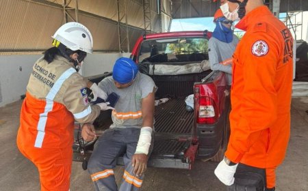 Trabalhador tem braço preso em esteira de grãos e é socorrido pelos Bombeiros