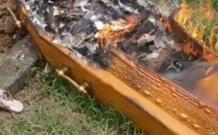 Criminosos invadem cemitério, disparam contra caixão e incendeiam fogo no corpo em enterro