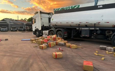 Polícia Federal apreende carreta com cerca de 8 toneladas de drogas, arma e munições em Água Clara/MS