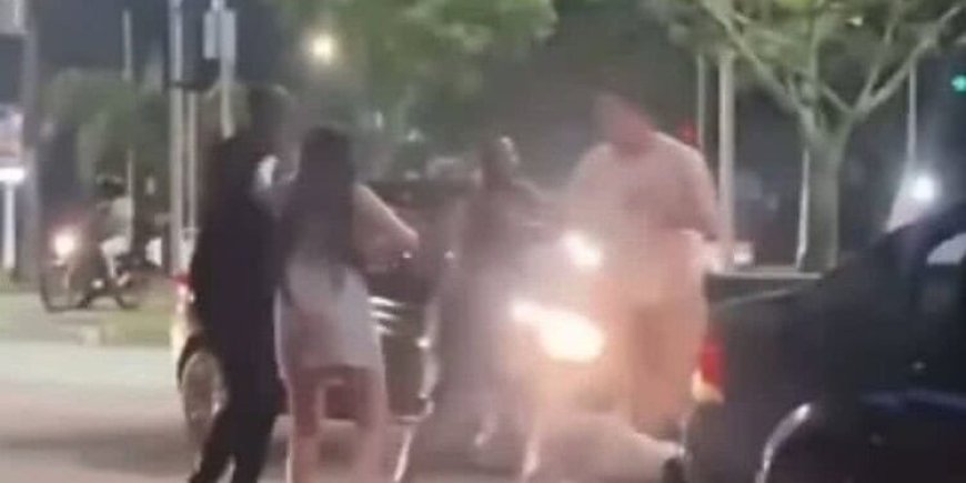 Muitos socos e chutes: Vídeo mostra pancadaria durante briga de trânsito
