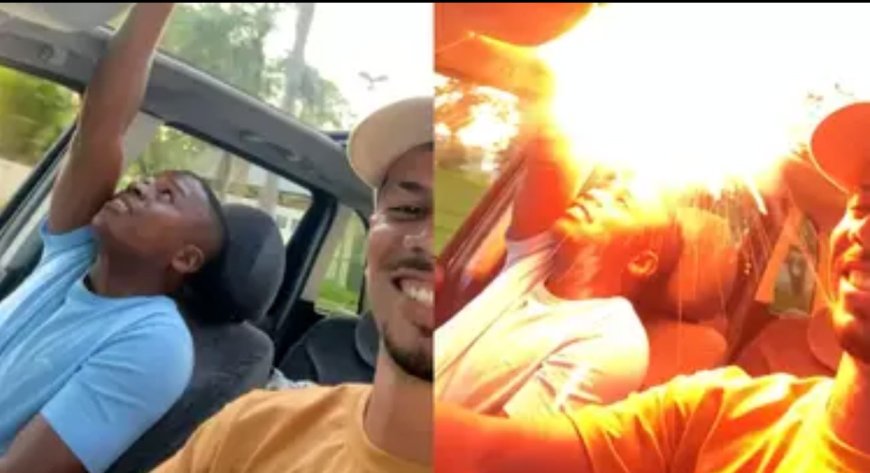 Brincadeira com rojão quase dá errado após explosão dentro de carro; VEJA O VÍDEO