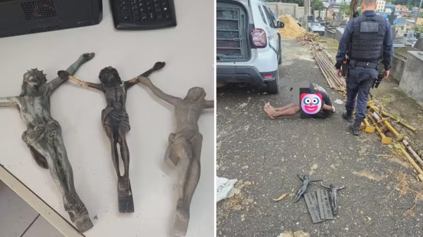 Homem é preso suspeito de furtar crucifixos no Cemitério