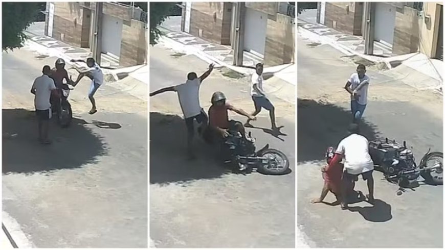 Criminosos derrubam homem de moto com 'voadora' e roubam veículo