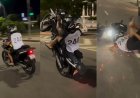 Motociclista tenta “grau”, perde controle e é arremessado no asfalto