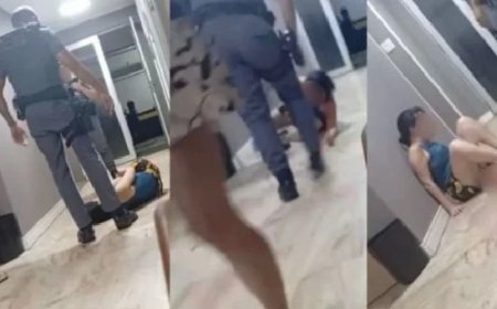 PM é flagrado chutando rosto de mulher caída no litoral do estado