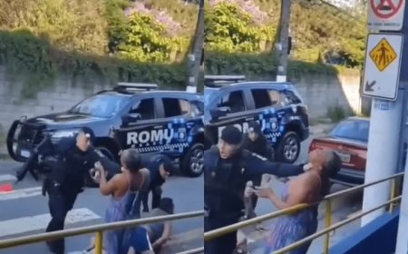 Agente é flagrado agredindo mãe que defendia filhos em abordagem