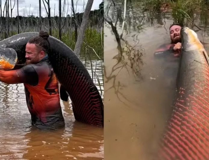 VÍDEO: biólogo pesca peixe de mais de 2 metros em rio