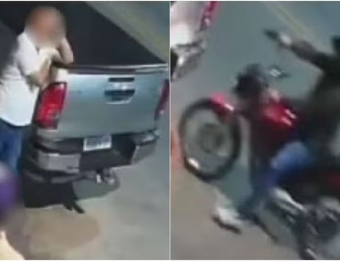 Criminoso erra tiros contra comerciante, deixa arma cair e não consegue ligar moto
