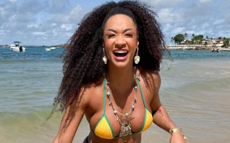 MULHERÃO! Aline Patriarca ostenta bumbum turbinado em cliques de biquíni fio-dental; veja fotos