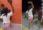 Mãe tira filho da delegacia a chineladas após ele ser preso com drogas e fazer símbolo de facção