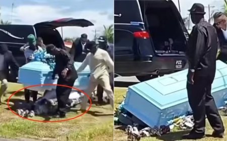 Fundo de caixão se rompe, e cadáver cai no chão durante enterro