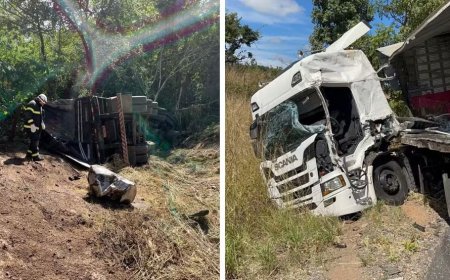 Motorista morre após grave acidente entre duas carretas na BR-020, em Goiás