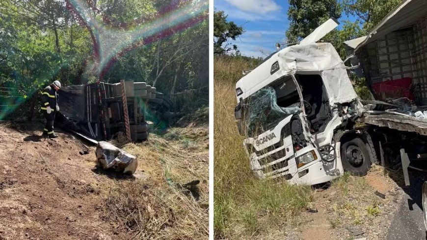 Motorista morre após grave acidente entre duas carretas na BR-020, em Goiás