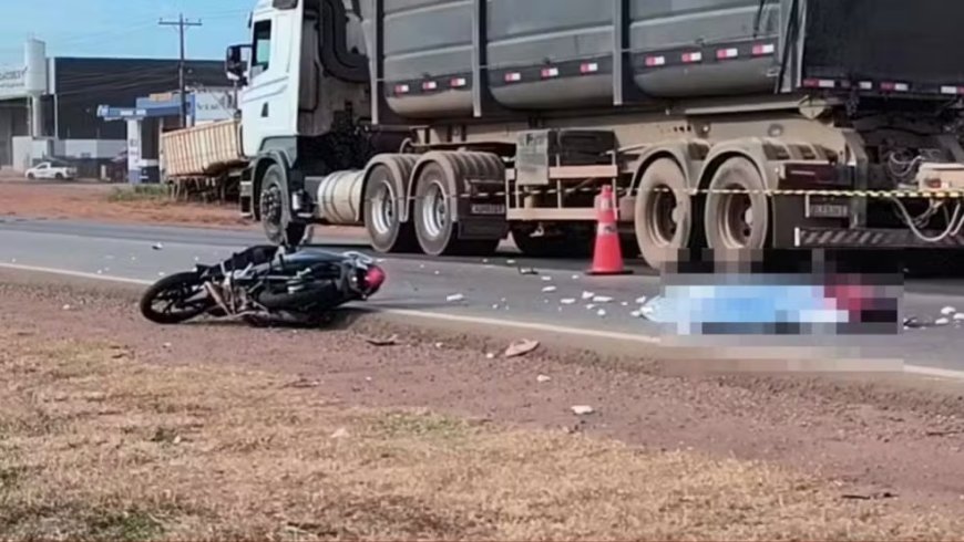 Mãe morre e filho de 5 anos fica ferido em batida entre moto e carreta