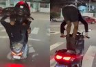 Motociclista tenta 'dar grau', perde o controle e cai de cara no asfalto