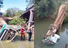 Trabalhador morre após carreta que transportava gado cair de ponte