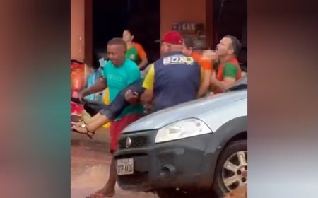 Pedestre é resgatada por moradores após cair em bueiro durante temporal