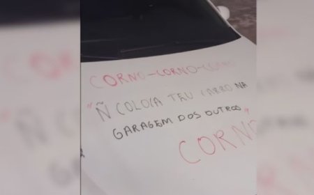 Carro estacionado em frente a garagem amanhece destruído e viraliza