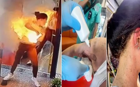 Vídeo mostra momento em que carregador explode e cobre influenciadora de fogo