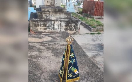 Nem a santa escapou: homem furta imagem de igreja e esconde em cemitério