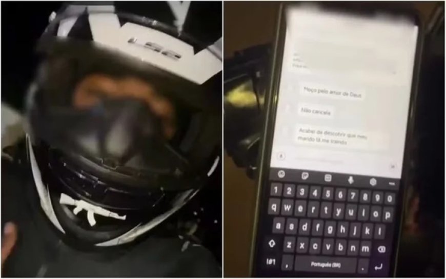 “Não cancela”, diz mulher que pediu moto de app para flagrar traição