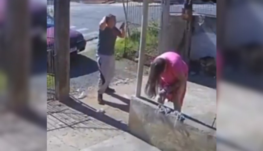 VÍDEO: Mulher dá à luz no quintal de casa e parto é registrado por câmeras de segurança