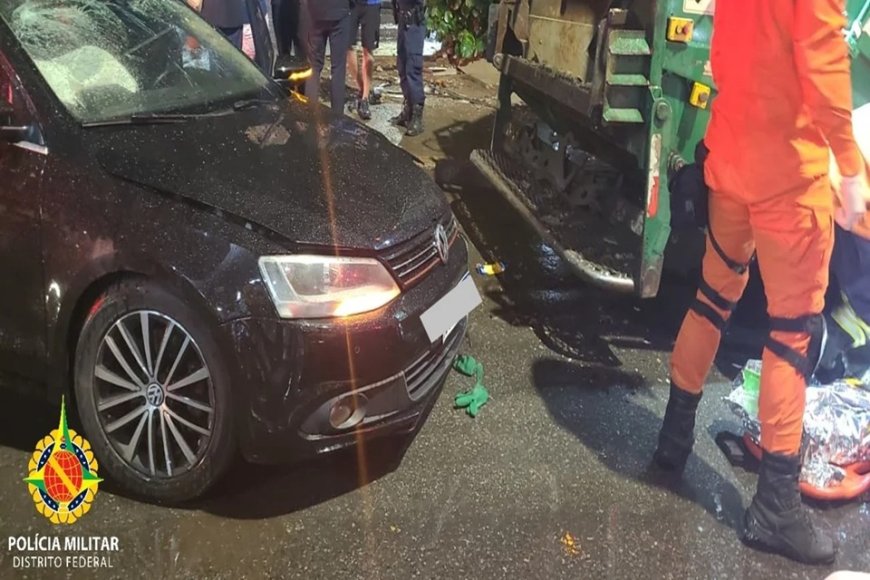 Motorista embriagado bate em caminhão de lixo e atropela gari