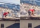 Homem invade igreja, furta botijões de gás e monta barricada com pregos para furar pneu de viatura da PM e foge pelo telhado