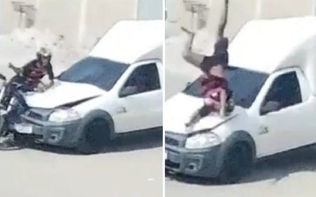 VÍDEO: motociclista "voa" por cima de carro após batida impressionante